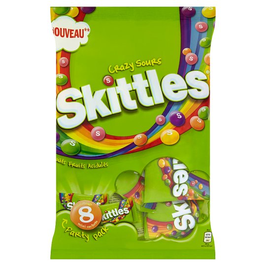 Skittles Crazy Sours žvýkací bonbóny v křupavé cukrové krustě s kyselými ovocnými příchutěmi 208g