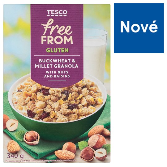 Tesco Free From Müsli s rozinkami, kokosem, lískovými ořechy a mandlemi 340g
