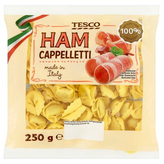 Tesco Vaječné těstoviny s náplní se šunkou prosciutto crudo a vepřovým a hovězím masem 250g