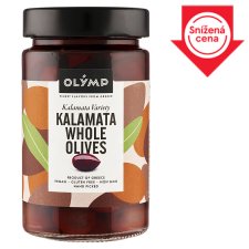 Olymp Olivy odrůdy kalamata s peckou ve slaném nálevu 320g