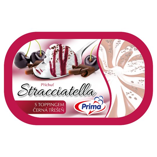 Prima Stracciatella příchuť s toppingem černá třešeň 900ml
