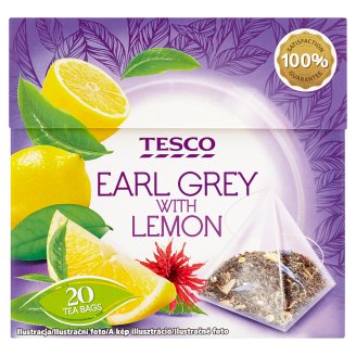 Tesco Earl Grey černý čaj s příchutí citronu 20 x 1,8g