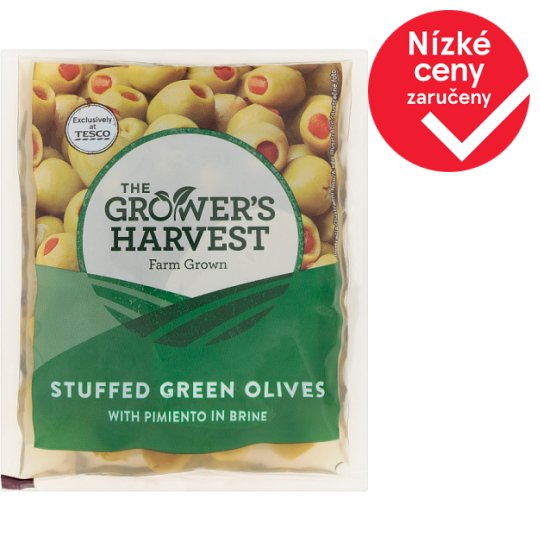 The Grower's Harvest Stuffed Green Olives with Pimiento in Brine 195g