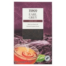 Tesco Earl Grey černý čaj s citronovou kůrou s bergamotovou příchutí 80g