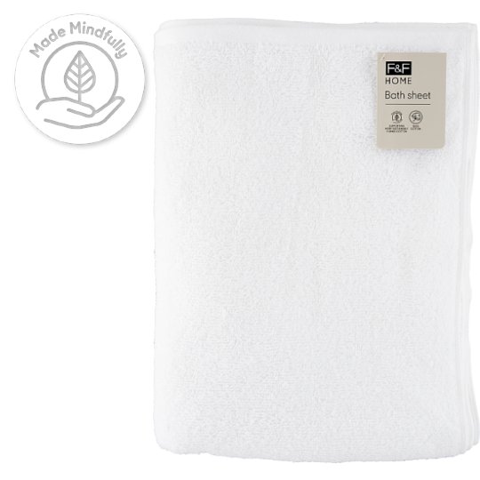 F&F Home Basics White Bath Towel 100 cm x 140 cm Tesco Groceries