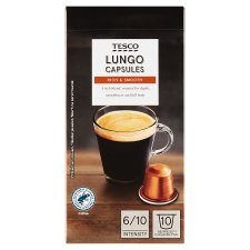 Tesco Lungo směs pražené mleté kávy kapsle 10 ks 52g