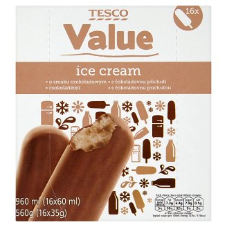 Tesco Value Zmrzlina s čokoládovou příchutí 16 x 60ml