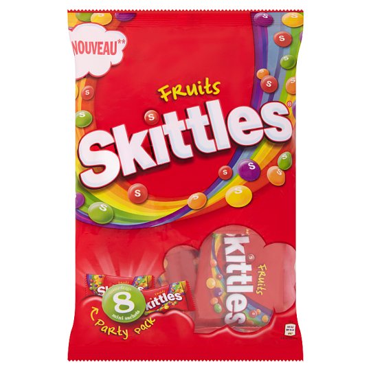 Skittles Fruits žvýkací bonbóny v křupavé cukrové krustě 8 mini sáčků 208g