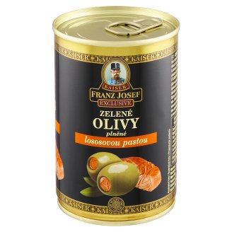 Kaiser Franz Josef Exclusive Zelené olivy plněné lososovou pastou 300g