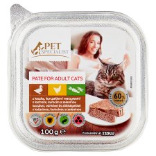 Tesco Pet Specialist Pate for Adult Cats with Duck, Chicken and Vegetables 100g