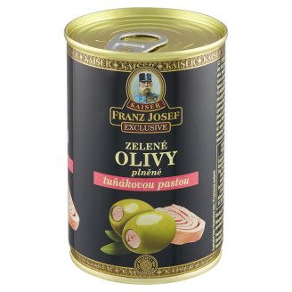 Kaiser Franz Josef Exclusive Zelené olivy ve slaném nálevu plněné tuňákovou pastou 300g