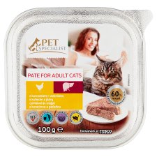 Tesco Pet Specialist Pate for Adult Cats with Chicken and Liver 100g