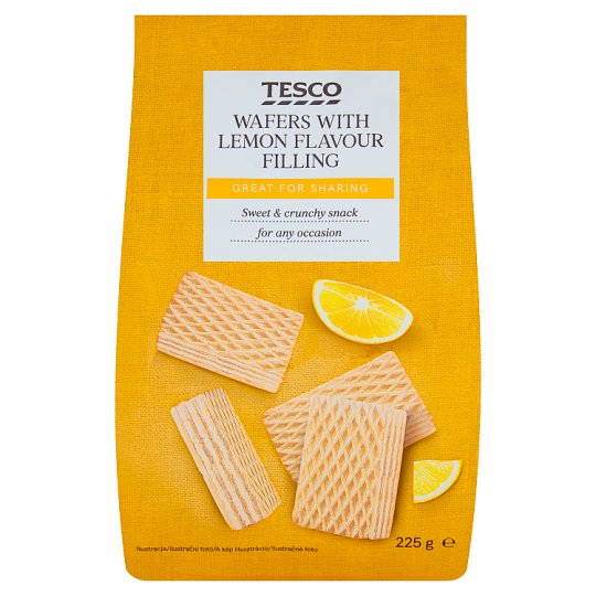 Tesco Wafers with Lemon Flavour Filling 225g Tesco Groceries