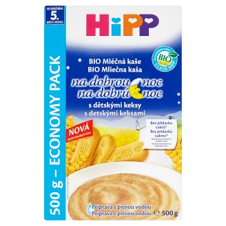 HiPP Bio mléčná kaše na dobrou noc s dětskými keksy od ukončeného 5. měsíce 2 x 250g