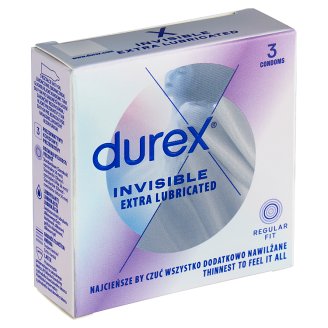 Durex Invisible Extra Thin Extra Lubricated kondomy 3 ks