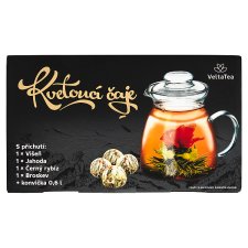 VeltaTea Gift Box Flowering Teas with Cherry, Strawberry, Blackcurrant, Peach Flavors 4 x 6g (24g)