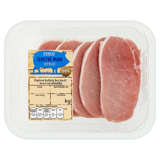 Tesco Čerstvé maso vepřové kotlety bez kosti - maso na minutku 360g
