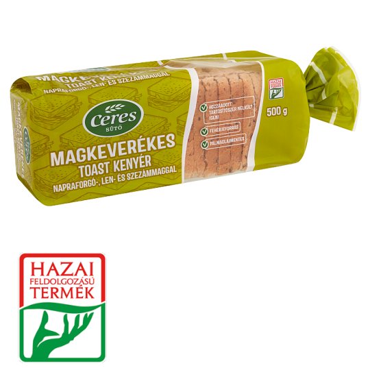 Ceres Sütő Multi-Grain Toast Bread, Sunflower Seed, Linseed, Sesame Seed 500 g