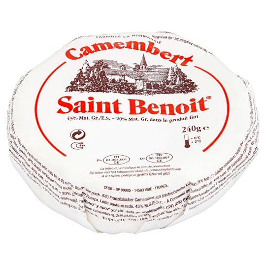 Saint Benoit camembert zsíros, fehér nemespenésszel érő lágy sajt 240 g