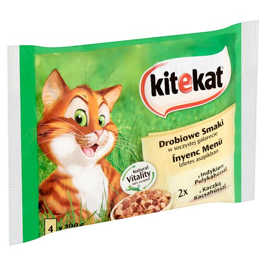 Kitekat Ínyenc Menü teljes értékű eledel felnőtt macskák számára pulyka- és kacsahússal 4 x 100 g