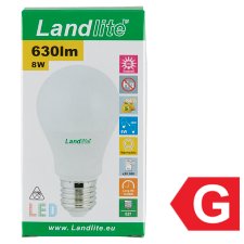 Landlite A60 630 lm 8 W E27 3000K LED izzó