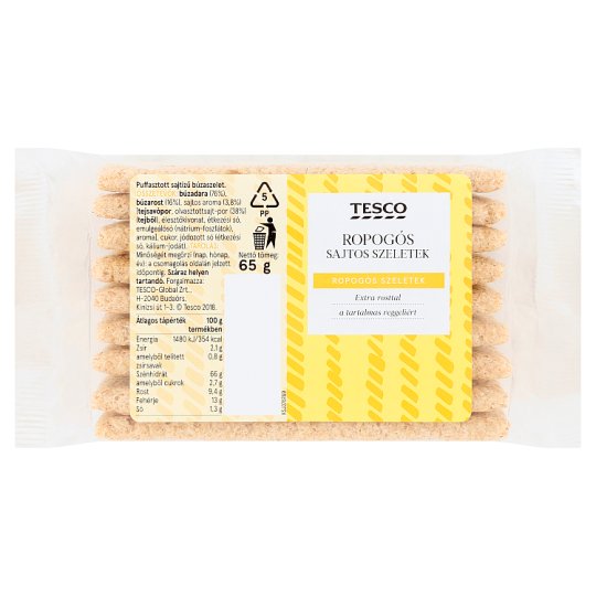 Tesco ropogós sajtos szeletek 65 g