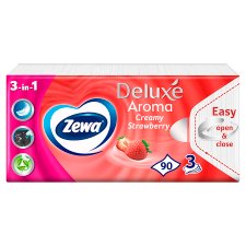 Zewa Deluxe Creamy Strawberry illatosított papír zsebkendő 3 rétegű 90 db
