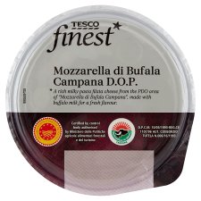 Tesco Finest Mozzarella di Bufala Campana zsíros, lágy sajt sós lében 125 g