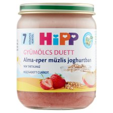 HiPP Gyümölcs Duett BIO alma-eper müzlis joghurtban bébidesszert 7 hónapos kortól 160 g