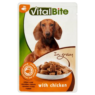 VitalBite teljes értékű állateledel felnőtt kutyák számára csirkével szószban 85 g