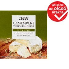 Tesco Camembert fehér nemespenésszel érő lágy, zsíros sajt zöldborssal 120 g