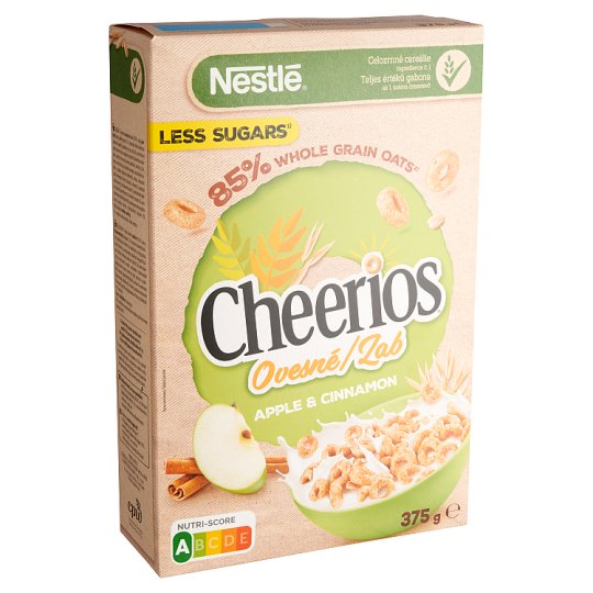 Nestlé Cheerios Oat Apple & Cinnamon Crunchy Cereal Rings with Vitamins and Minerals 375 g