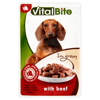 VitalBite teljes értékű állateledel felnőtt kutyák számára marhával szószban 85 g