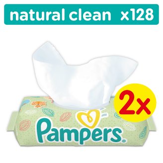 Pampers Natural Clean Babatörlőkendő 2x64 darabos kiszerelés