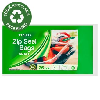 Tesco kisméretű, zipzáras zacskó 25 db