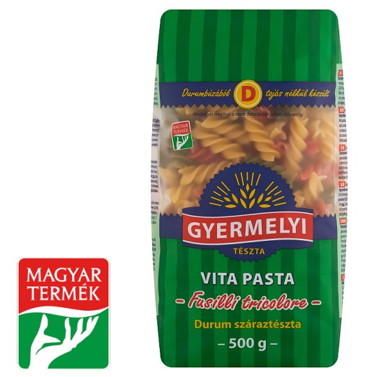Gyermelyi Vita Pasta Fusilli Tricolore durum száraztészta 500 g