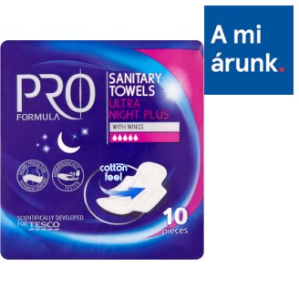 Tesco Pro Formula Ultra Night Plus szárnyas intim betét 10 db