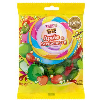 Tesco Candy Carnival alma-eper ízű keménycukorka robbanós cukorkás töltelékkel 100 g