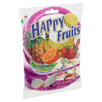 Liking Happy Fruits gyümölcs ízesítésű töltött keménycukorka 125 g