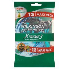 Wilkinson Sword Xtreme3 Pure Sensitive Disposable Razor with 3 Blades and a Lubricant Strip 12 pcs