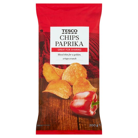 Tesco Paprika Chips 200 g Tesco Online, Tesco From Home, Tesco Doboz
