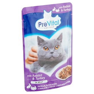 PreVital teljes értékű állateledel felnőtt macskák számára nyúllal és pulykával zselében 100 g