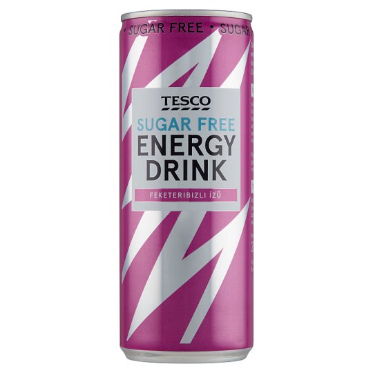 Tesco cukormentes szénsavas feketeribizli ízű energiaital édesítőszerrel 250 ml