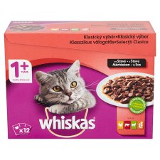Whiskas 1+ Klasszikus Válogatás teljes értékű nedves eledel felnőtt macskáknak 12 x 100 g (1,2 kg)