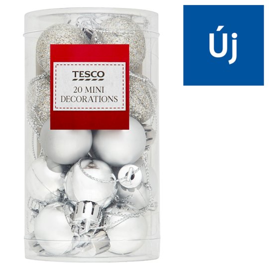 Tesco ezüstszínű gömbdísz 20 db