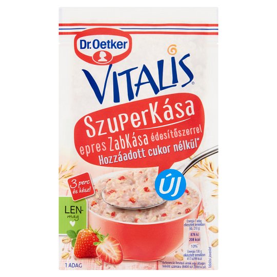 Dr. Oetker Vitalis Szuperkása epres zabkása alappor édesítőszerrel 60 g