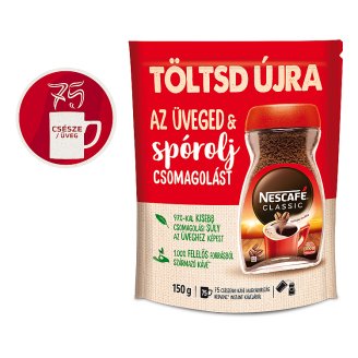 Nescafé Classic azonnal oldódó kávé utántöltő 150 g