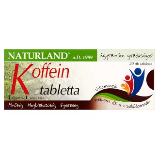 Naturland koffein étrend-kiegészítő tabletta 20 db 3,67 g