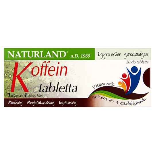 Naturland koffein étrend-kiegészítő tabletta 20 db 3,67 g