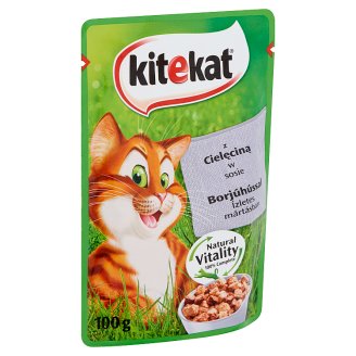 Kitekat teljes értékű állateledel felnőtt macskák számára borjúhússal ízletes mártásban 100 g